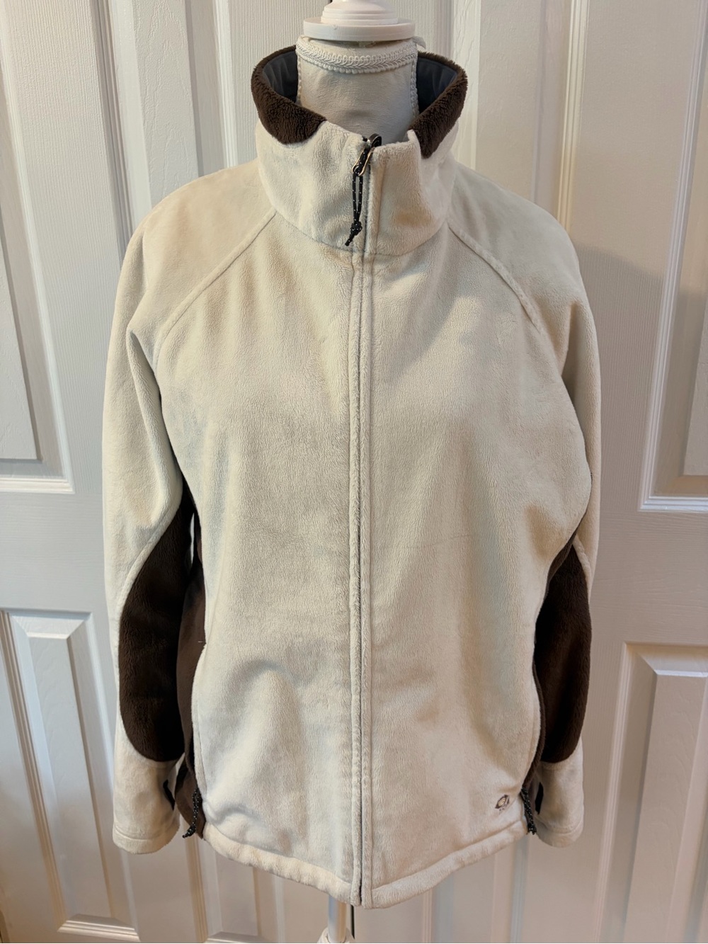 Mountain Hardware Ivory and Brown Windstopper Fleece Jacket Size L